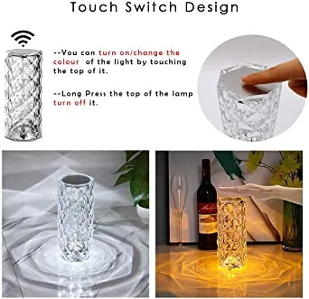 💎 16 Colors Diamond Rose Crystal Touch Lamp 🌈
