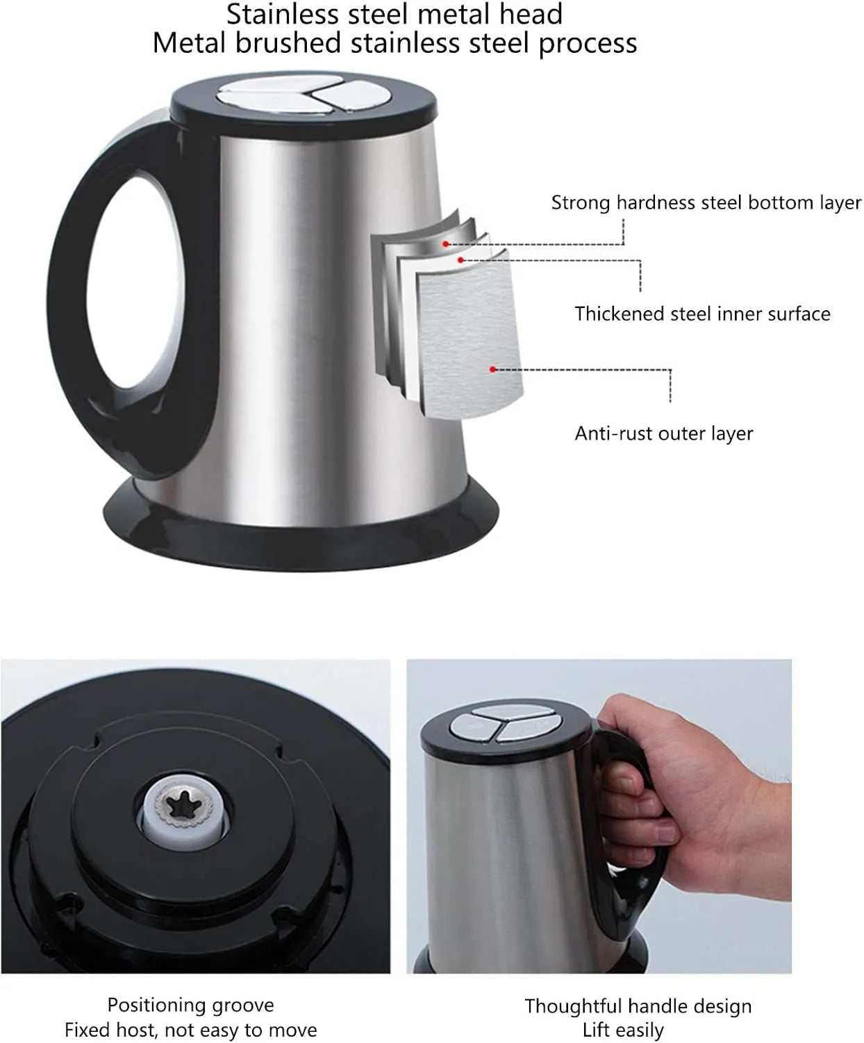 Stainless Steel Food Processor with 3-Speed & 4 Blades – For Meat, Vegetables & Fruits