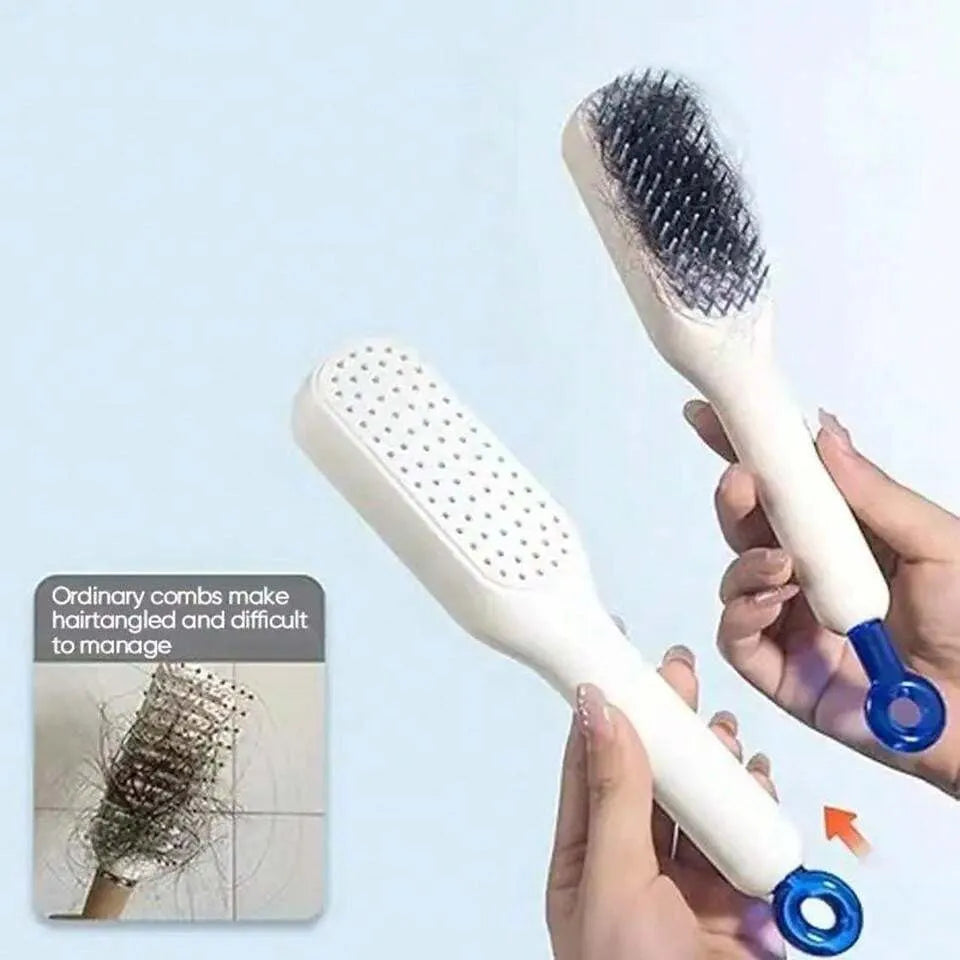💖✨ Self-Cleaning Hair Comb – Anti-Static Massage Brush for Smooth, Shiny & Healthy Hair! 💆‍♀️🪮
