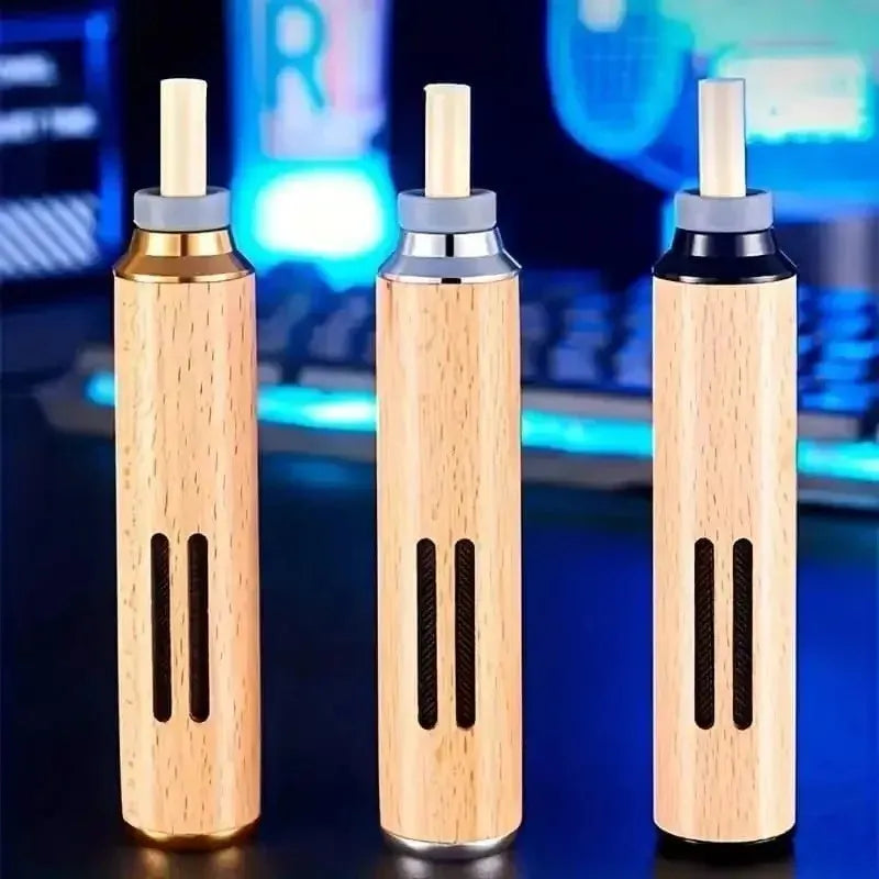 🚗🔥 Portable Mini Car Cigarette Ashtray – Anti Soot-Flying, No-Ash Design, Walnut Wood Finish 🌿