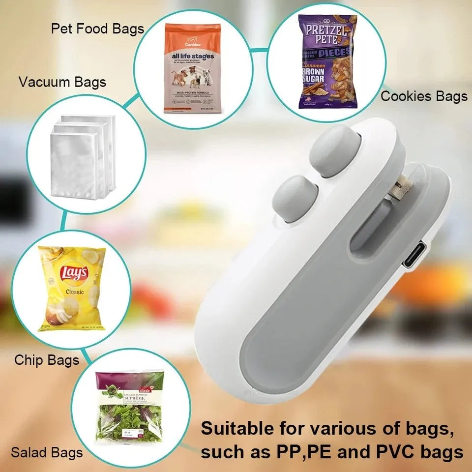🍞✨ Portable Heat Sealer Machine – USB Rechargeable Food Bag Resealer for Freshness & Convenience 💕