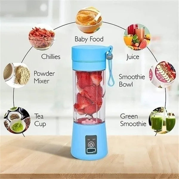🥭⚡ Rechargeable Portable Mini Juicer Blender – 6 Blades, 380ml Outdoor Juicing Cup 💕
