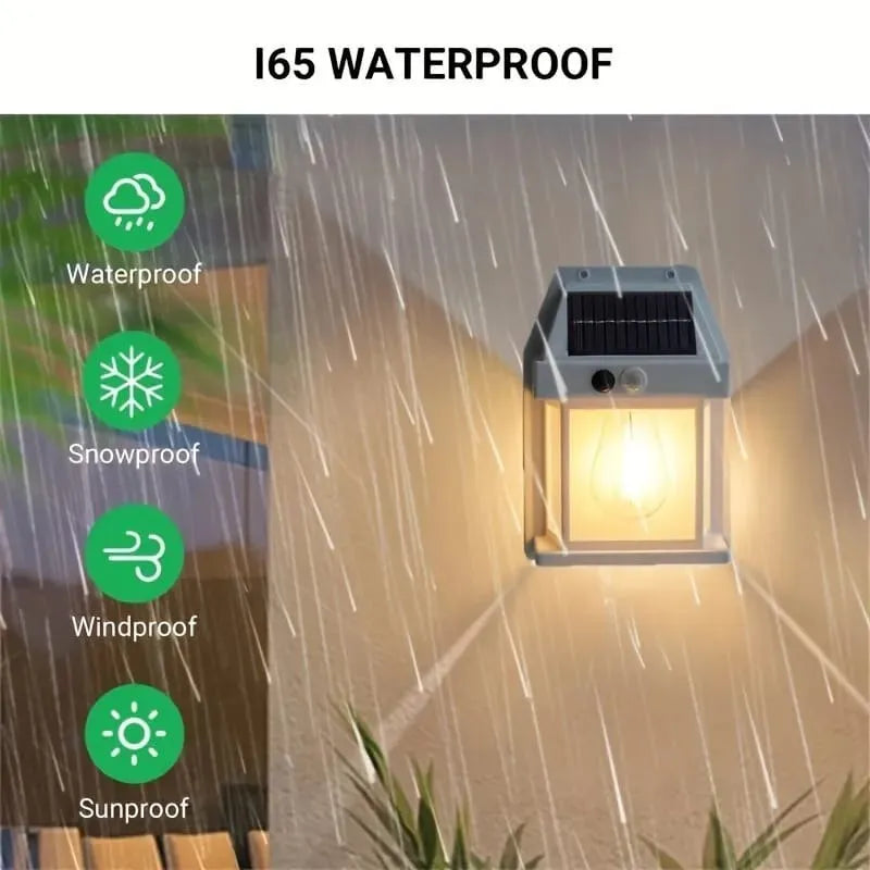 🌞 Solar Tungsten Filament Wall Lamp – Smart Outdoor LED Light 💡 Waterproof & Motion Sensor for Garden, Courtyard & Home 🌿