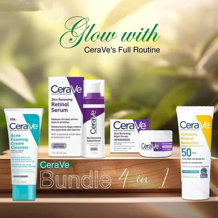 💖🌙 CeraVe 4 in 1 Skincare Kit – Cleanse, Protect, Hydrate & Glow ✨