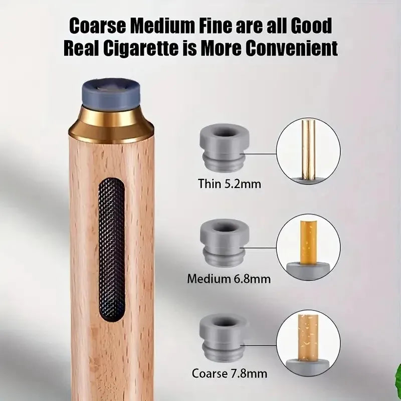 🚗🔥 Portable Mini Car Cigarette Ashtray – Anti Soot-Flying, No-Ash Design, Walnut Wood Finish 🌿